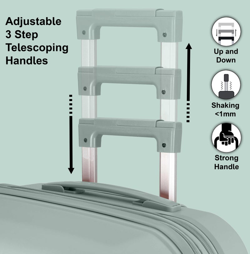 CABINPRO Unisex Expandable Large Checked PP Fashion Trolley Lightweight Hard Shell Spinner luggage with 360° Degree 4 Twin Wheel and Double Zippers CP003 Green - Image 3